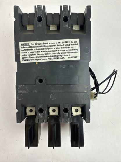 GE SEDA36AT0100 INDUSTRIAL CIRCUIT BREAKER 100A 600VAC 3P TYPESRPE100A 70A TRIP