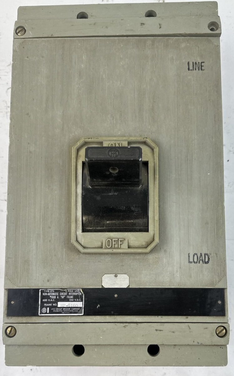 ITE HP-S16 600VAC 250VDC 3POLE 1600A NON-AUTOMATIC CIRCUIT INTERUPTER "HP" FRAME