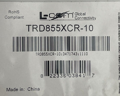 L-COM GLOBAL CONNECTIVITY TRD855XCR-10 NETWORK CABLE TIA/EIA-568-B.2 CAT 5E