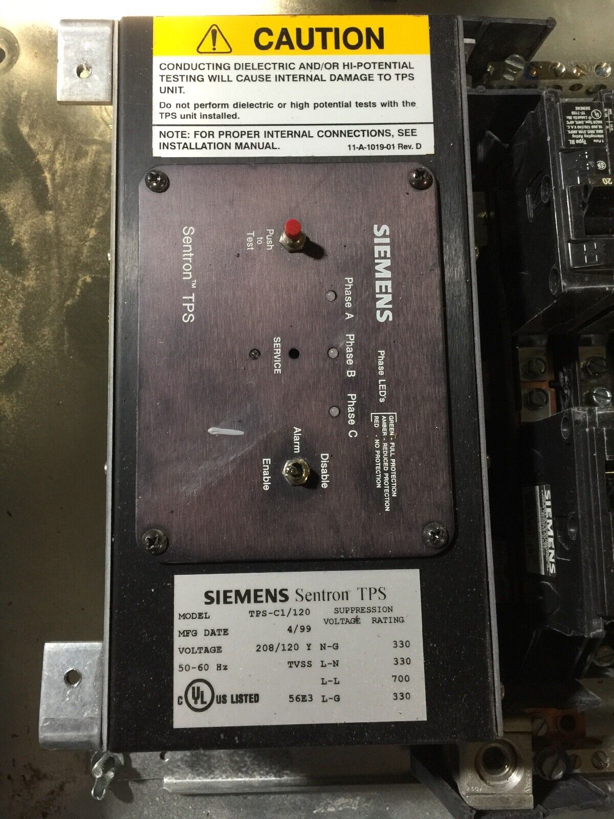 SIEMENS S1C42QJ150ATS CIRCUIT BREAKER PANELBOARD 280Y/120V QJ23B150 MAIN BREAKER