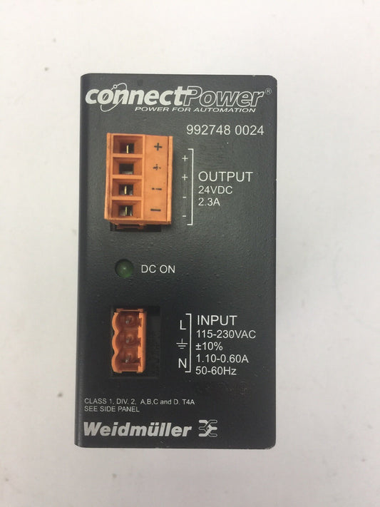 WEIDMULLER 9927480024 POWER SUPPLY INPUT 115-230VAC 1.10-0.60A OUTPUT 24VDC 2.3A