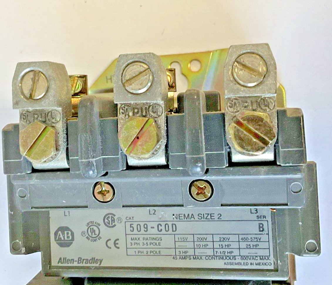 ALLEN-BRADLEY 509-C0D STARTER SER.B SIZE2 25HP W/115-120V COIL
