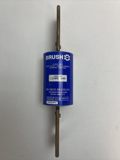 BRUSH LENRK600 CLASS RK1 TIME DELAY DUAL ELEMENT CURRENT LIMITING 250VAC 600AMP