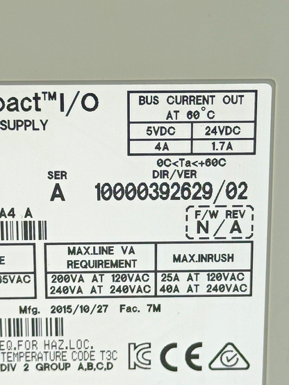 ALLEN-BRADLEY - 1769-PA4 SER. A, F/W REV. N/A, DIR/VER 10000392629/02 - PWR SPLY