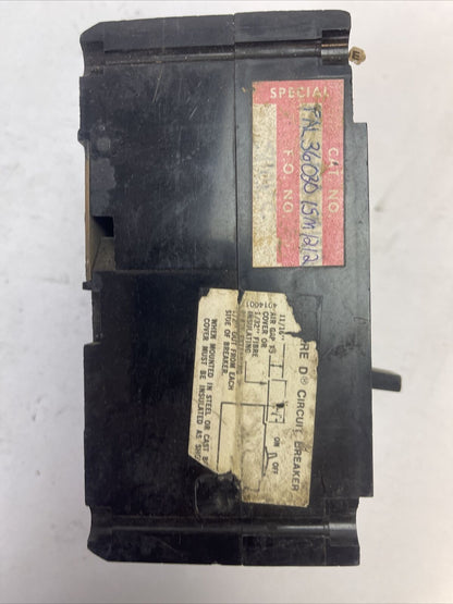 SQUARE D FAL3603015M1212 CIRCUIT BREAKER 30AMP 600VAC 3P ADJ INST TRIP 100-350A