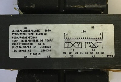 SQUARE D 9070T150D13 INDUSTRIAL CONTROL TRANSFORMER 120VAC 50/60HZ .150KVA