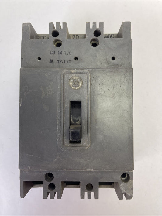 WESTINGHOUSE HFA3020V AB DE-ION CIRCUIT BREAKER 20AMP 600VAC 3POLE 505C797G18