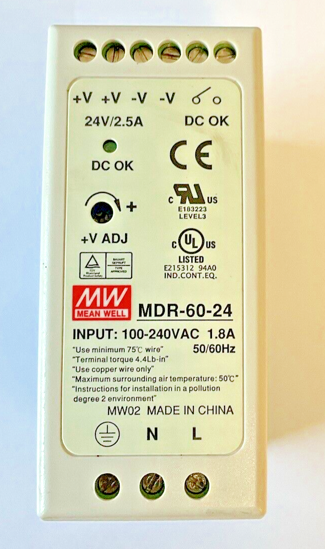 MEAN WELL MDR-60-24 POER SUPPLY UNIT 100-240VAC 1.8A 50/60HZ