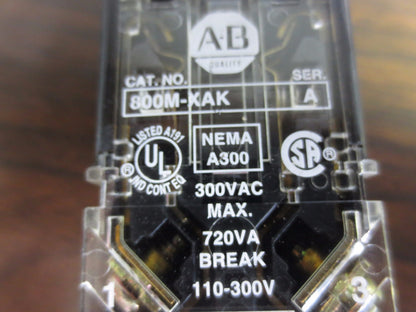 ALLEN-BRADLEY 800MR-A1, 800MR-A2, 800MR-A6 PUSHBUTTONS & 2-POS. SELECTOR SWITCH