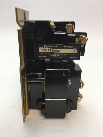 ALLEN BRADLEY 700-BR200A1 AC RELAY 600VAC 10AMP 2POLE 2NO 76A86 COIL 120V 60CY