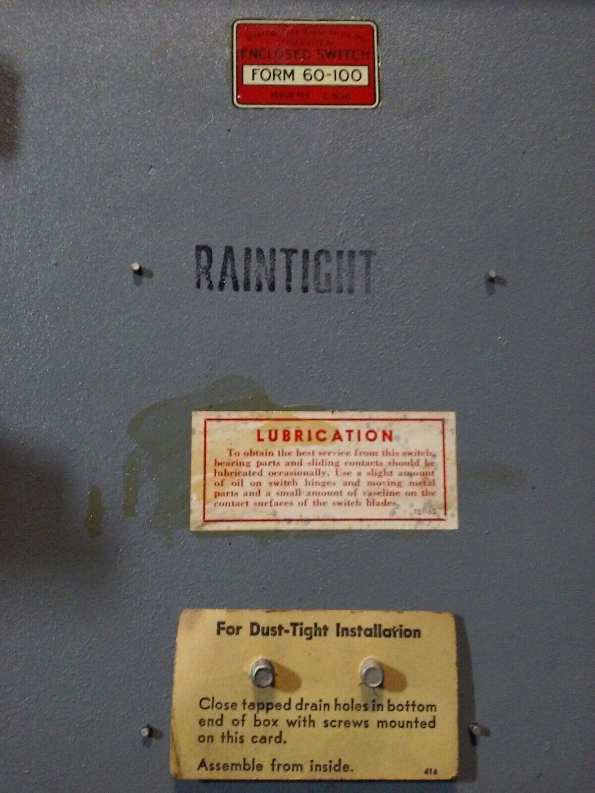 GE, 353620, SAFETY SWITCH, TYPE A, 60A, 600V, 3P, 25 MAX H.P., RAINTIGHT, USED