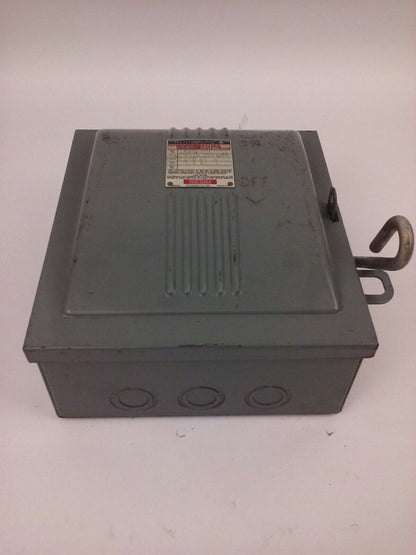 WESTINGHOUSE CAU-321 SAFETY SWITCH,  30A, 240V, STD HP 7.5 AC, 3P, TYPE ND, NEW