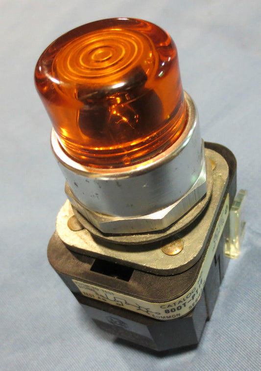 ALLEN-BRADLEY 800T-PF16 Ser. N ILLUM. PUSHBUTTON AMBER - PUSH-TO-TEST LOT of 5