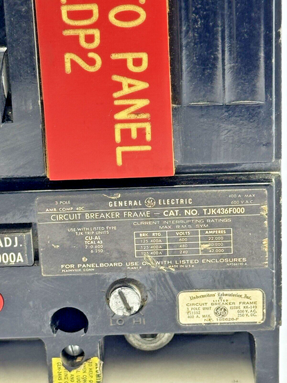 GE - TJK436F000 - CIRCUIT BREAKER W/ 400A TRIP - 3 POLE/ 600 VAC/ 400 A