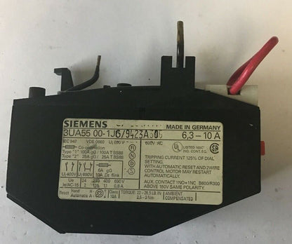 SIEMENS 3UA5500-1JG RELAY 6,3-10A 600VAC