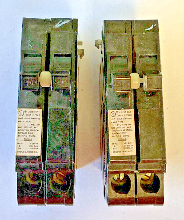 CROUSE-HINDS MH240 CIRCUIT BREAKER TYPE CTL 120/240VAC MH/MM ***LOTOF2***