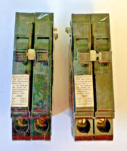 CROUSE-HINDS MH240 CIRCUIT BREAKER TYPE CTL 120/240VAC MH/MM ***LOTOF2***