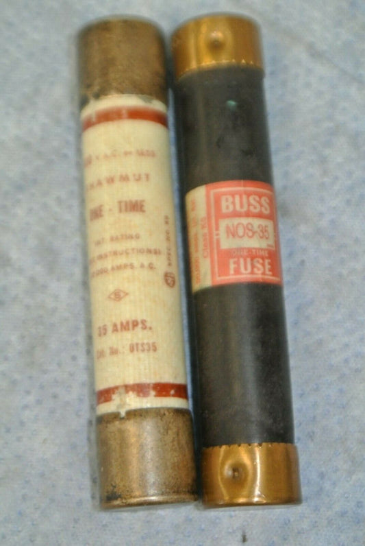 LOT of 2 / 35A RENEWABLE FUSES / BUSS & SHAWMUT / 600V / NEW SURPLUS