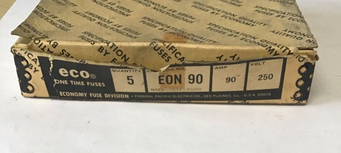 ECONOMY EON 90  ONE TIME FUSE 90A 250V  ***LOTOF5***