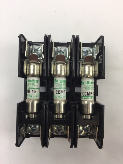 LITTELFUSE L60030C33PQ FUSEHOLDER WITH 3 CCMR 15 AMP FUSES