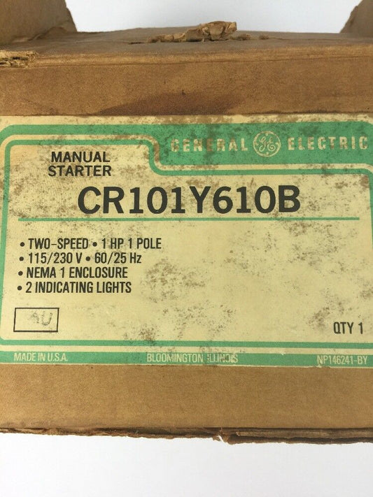 GE CR101Y610B MANUAL STARTER TWO-SPEED 1 HP 1 POLE 115/230 V 60/25 HZ ENCLOSURE