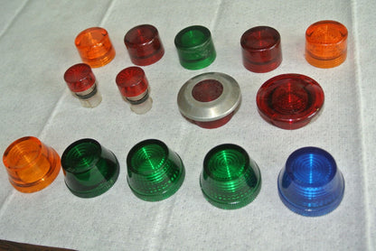 LOT of 14 MISC. PUSHBUTTON & PILOT LIGHT CAPS & LENSES - A-B, SIEMENS, MORE