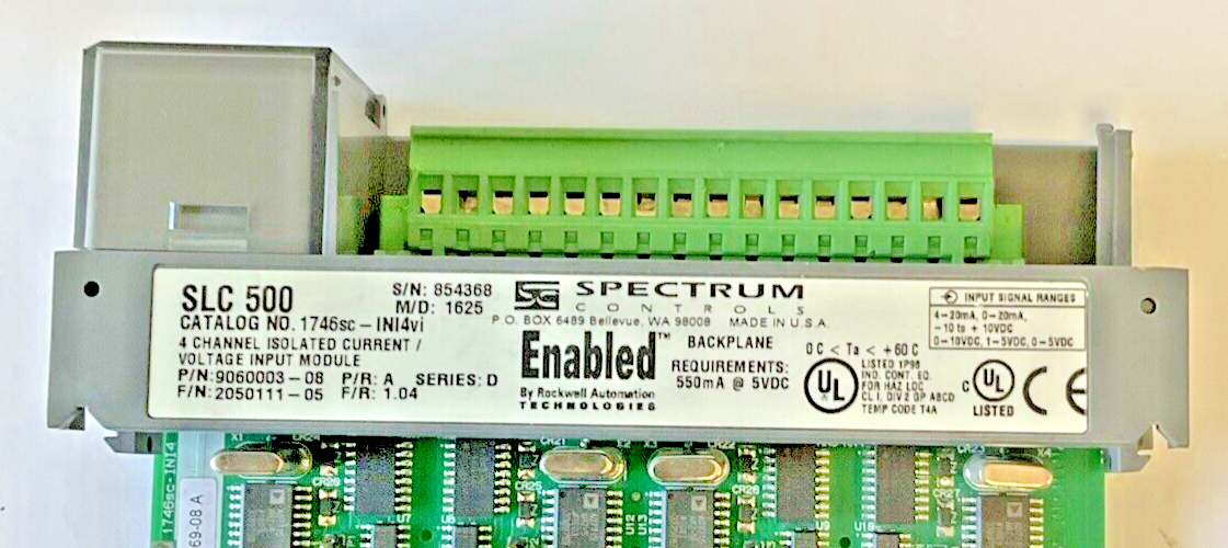 ALLEN-BRADLEY 1746SC-INI4VI SER. D F/R: 1.04 P/R:A SER.D 4 CHANNEL INPUT MODULE
