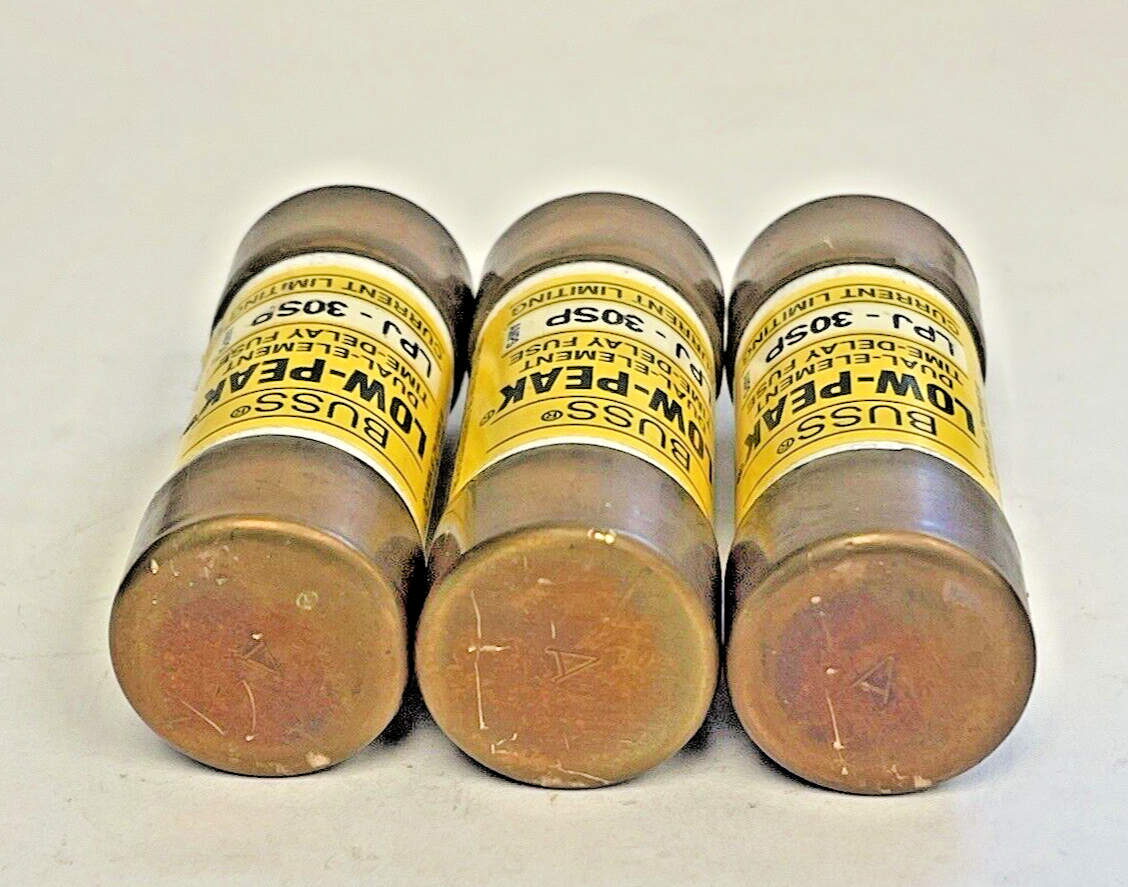 BUSS *LOT OF 3* - LPJ-30SP LOW-PEAK DUALELEMENT TIME-DELAY FUSE 30A 600VAC