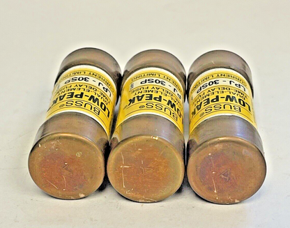 BUSS *LOT OF 3* - LPJ-30SP LOW-PEAK DUALELEMENT TIME-DELAY FUSE 30A 600VAC