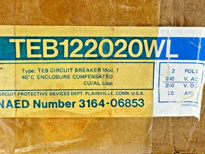 GE - TEB122020WL - CIRCUIT BREAKER MOD 1 - 2 POLE, 240 VAC, 20 A