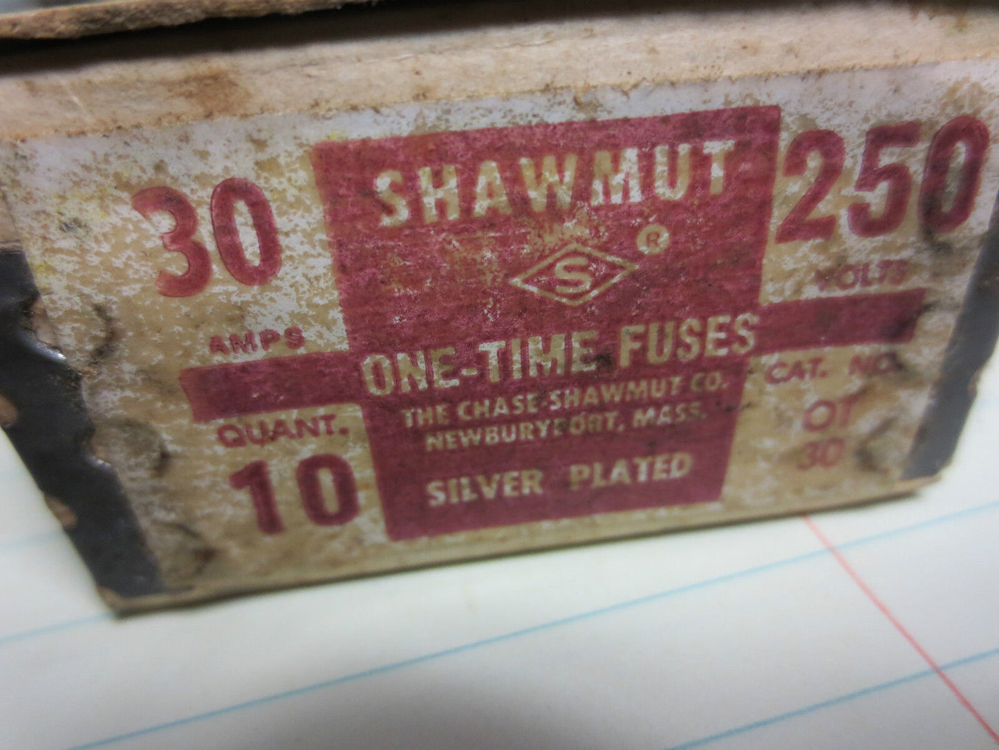 SHAWMUT OT30 FUSE, CLASS K-5, ONE-TIME 30A 250VAC - NEW SURPLUS - LOT of 3