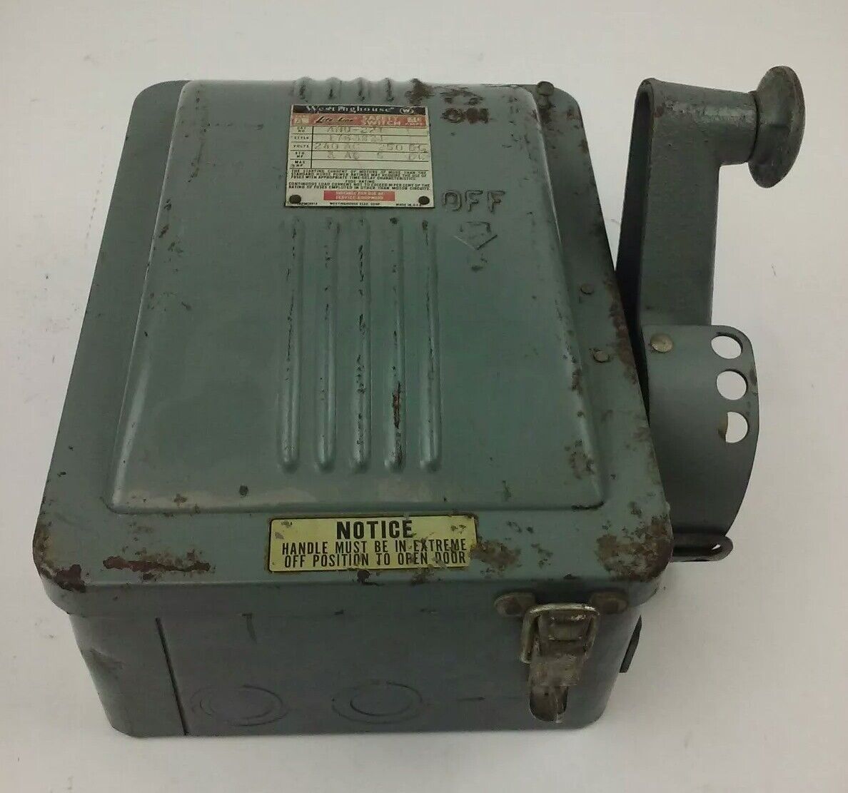 WESTINGHOUSE, AHU-221, SAFETY SWITCH, 2P, 30A, 240VAC/ 250VDC, TYPE A, AHU, NEW