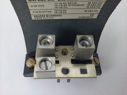 SQUARE D SN100FA,SER.B2 GROUNDABLE NEUTRAL ASSEMBLY,100A, 277/480VAC,125/250VDC,