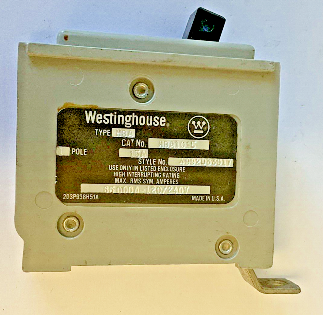 WESTINGHOUSE HBA 1015 CIRCUIT BREAKER 1POLE 15A 120/240VAC HBA1015***LOTOF2***