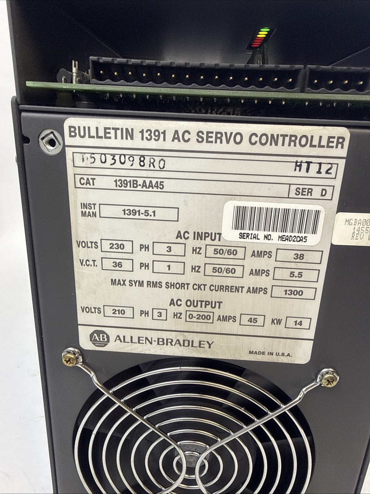 ALLEN BRADLEY 1391B-AA45 AC SERVO CONTROLLER SERIES D 230V 3PH 50/60HZ