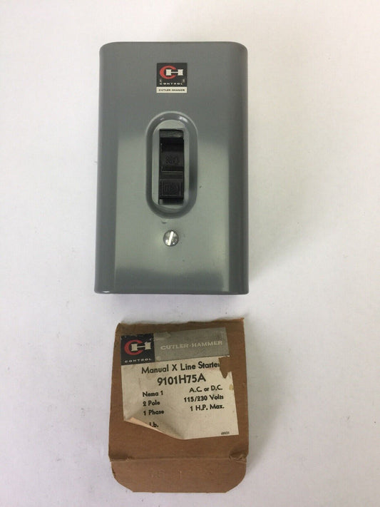 CUTLER HAMMER 910H75A MANUAL X LINE STARTER 115/230V AC/DC 1HP 2 POLE 1 PHASE