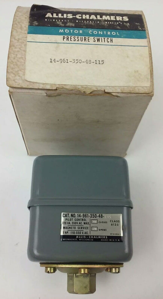 ALLIS CHALMERS  CLASS 6135 14-961-350-48-115 PRESSURE SWITCH, 550V,NEW SURPLUS,