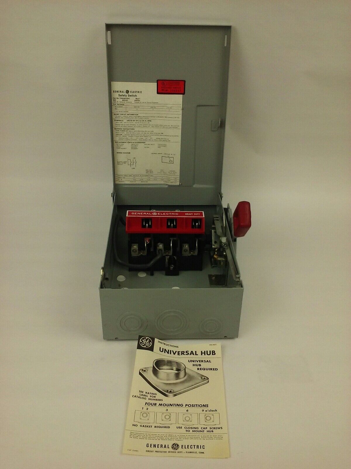 GE THN2261RDC SAFETY SWITCH, MOD 7, 30A, 650/250VDC, TYPE 3R RAINPROOF ENCLOSURE