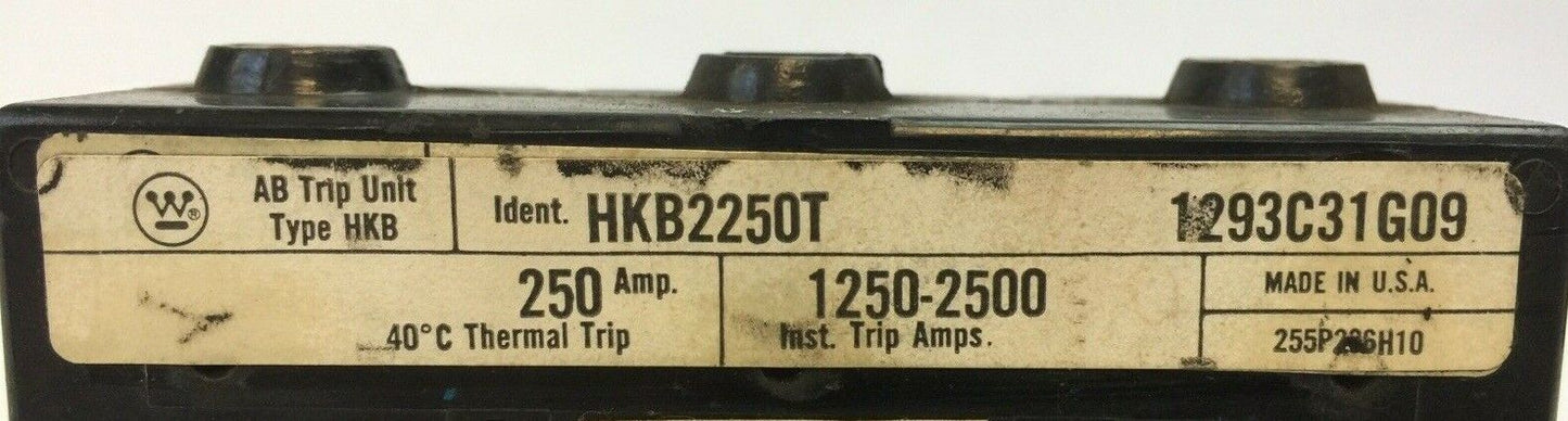 WESTINGHOUSE HKB2250T TRIP UNIT 250AMP 2POLE INST TRIP 1250-2500A
