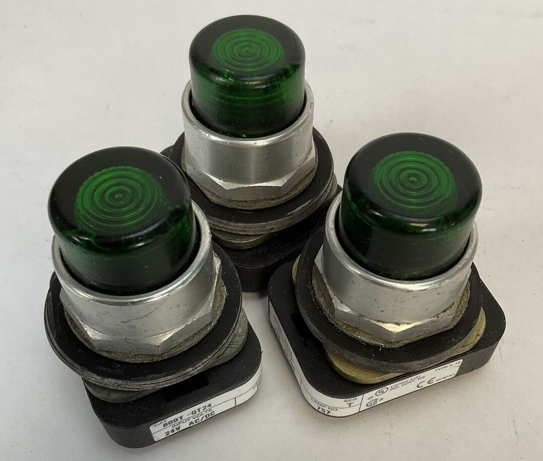 ALLEN BRADLEY 800T-QT24 GREEN PILOT LIGHT SER T 24V (LOT OF 3)