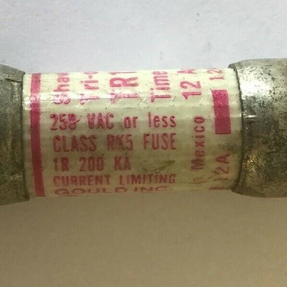 GOULD SHAWMUT TR12R FUSE 12A 250VAC TRI-ONIC TIME DELAY CLASS RK5***LOTOF 22***