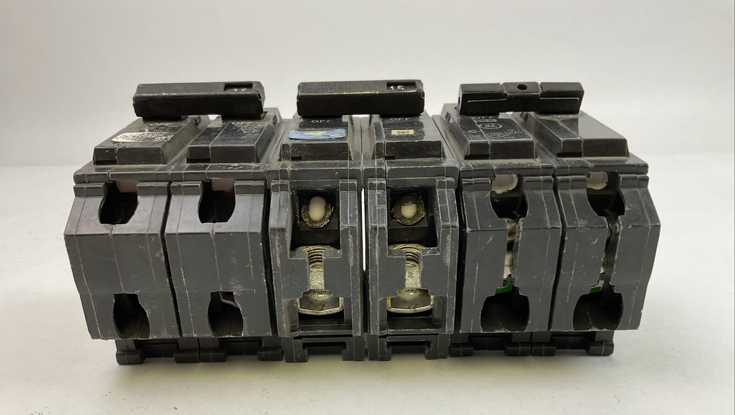 GE THQB215 15AMP 120/240VAC 2POLE CIRCUIT BREAKER (LOT OF 3)