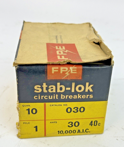 FPE *BOX OF 10* - 030 / NC130 - STAB-LOK BREAKERS - 1 POLE/240VAC/30A