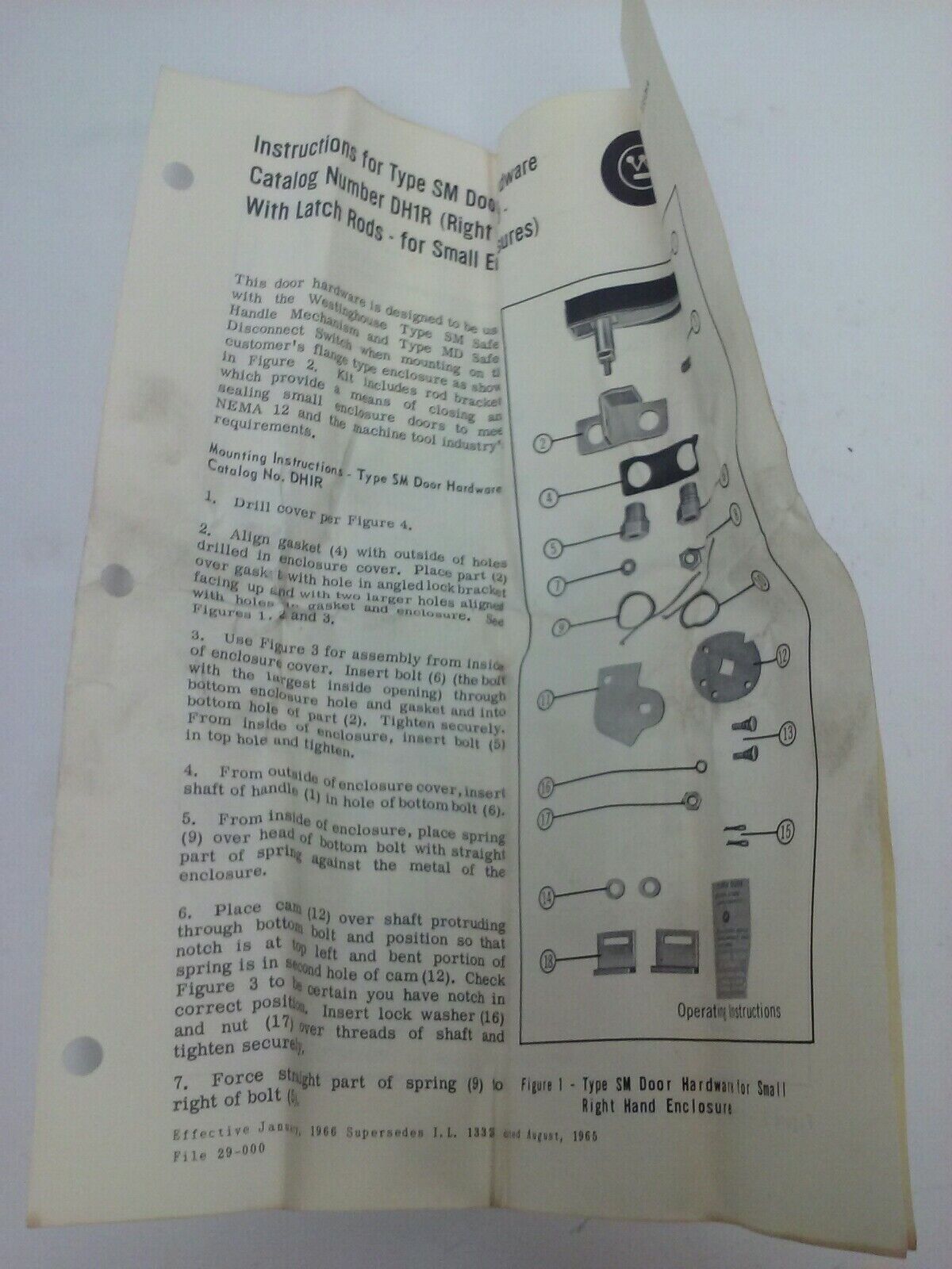 WESTINGHOUSE DH1R DOOR HANDLE FOR TYPE SM MECH. INTERLOCK RODS R.H.