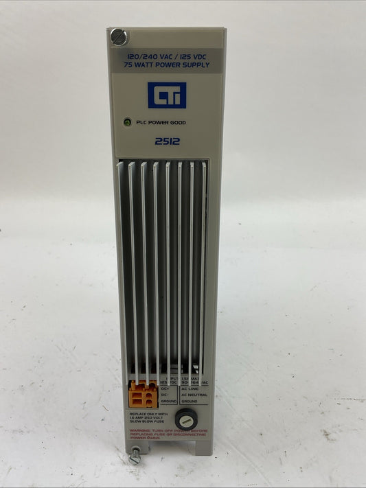 CONTROL TECHNOLOGY 2512 120/240 VAC 125VDC POWER SUPPLY 75 WATTS INPUT 90-264VAC
