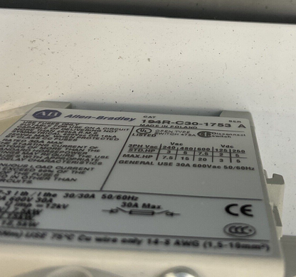 ALLEN BRADLEY 194R-KC30-1753-PY ENCLOSED MOLDED CASE SWITCH REV.3-65 SER.A