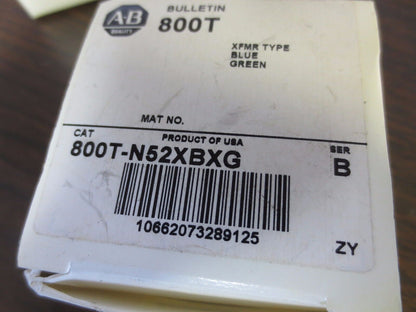 ALLEN-BRADLEY 800T-N52XBXG - XFMR 30mm CLUSTER PILOT LIGHT CAP - NEW SURPLUS