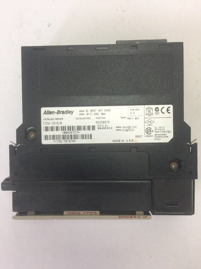 ALLEN BRADLEY 1756-IB16 DC INPUT 16PT 24VDC 10-31.2VDC 10mA SER A F/W REV. 3.2