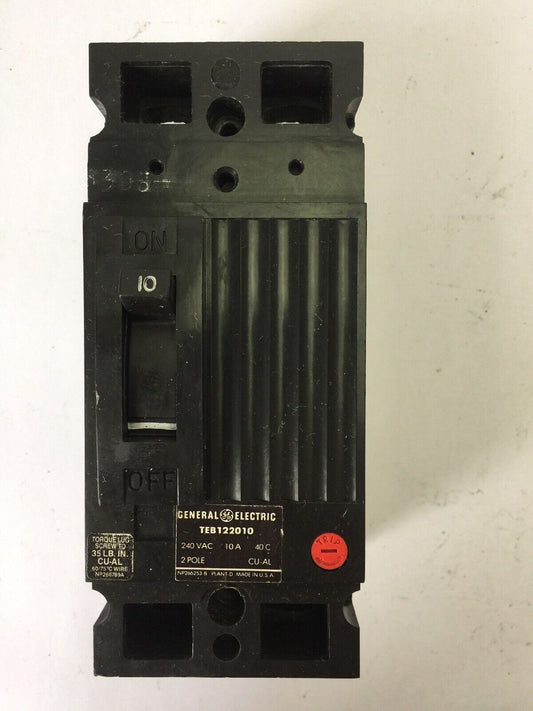 GE TEB122010 CIRCUIT BREAKER 240VAC 10A 2 POLE