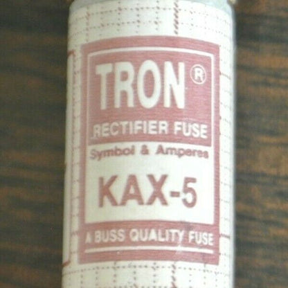 LOT of 9 / BUSSMANN / TRON KAX5 RECTIFIER FUSE / 5A / 250V / NEW SURPLUS